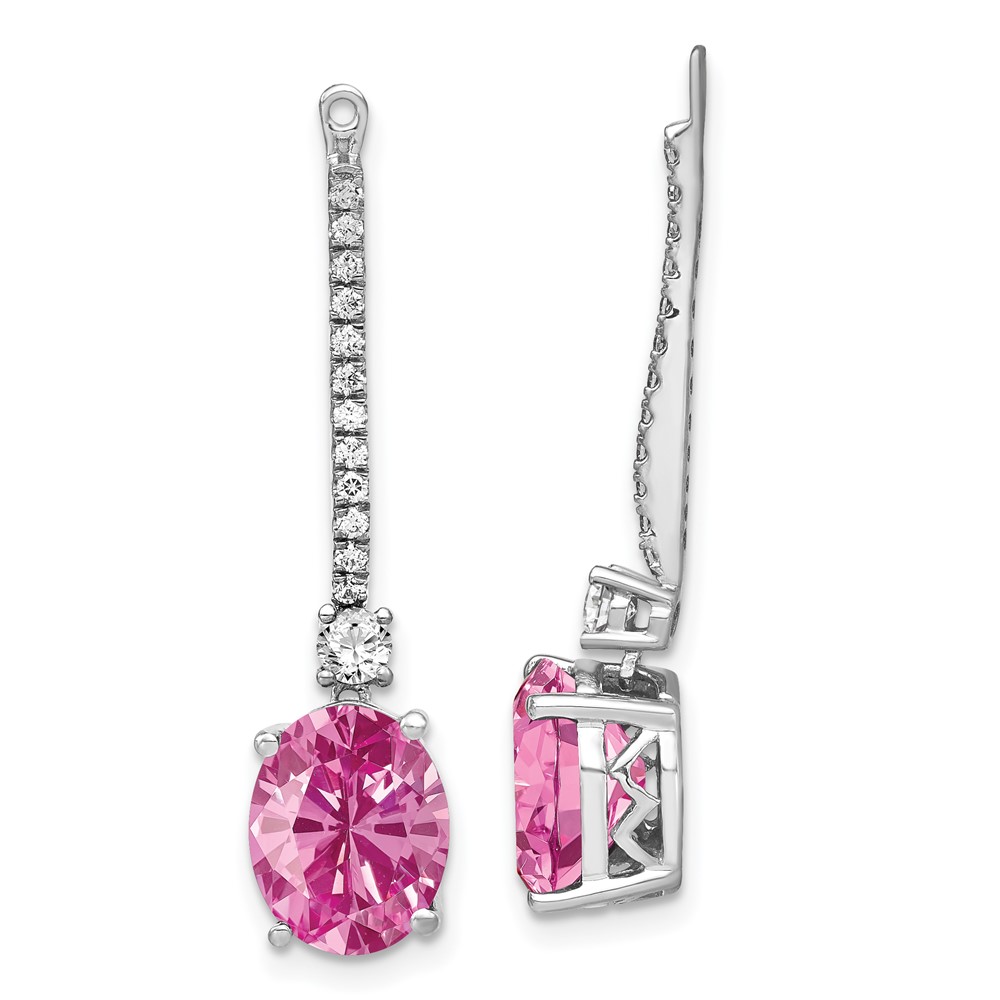 14kw Lab Grown Diamond & Created Pink Sapphire Earring Jackets