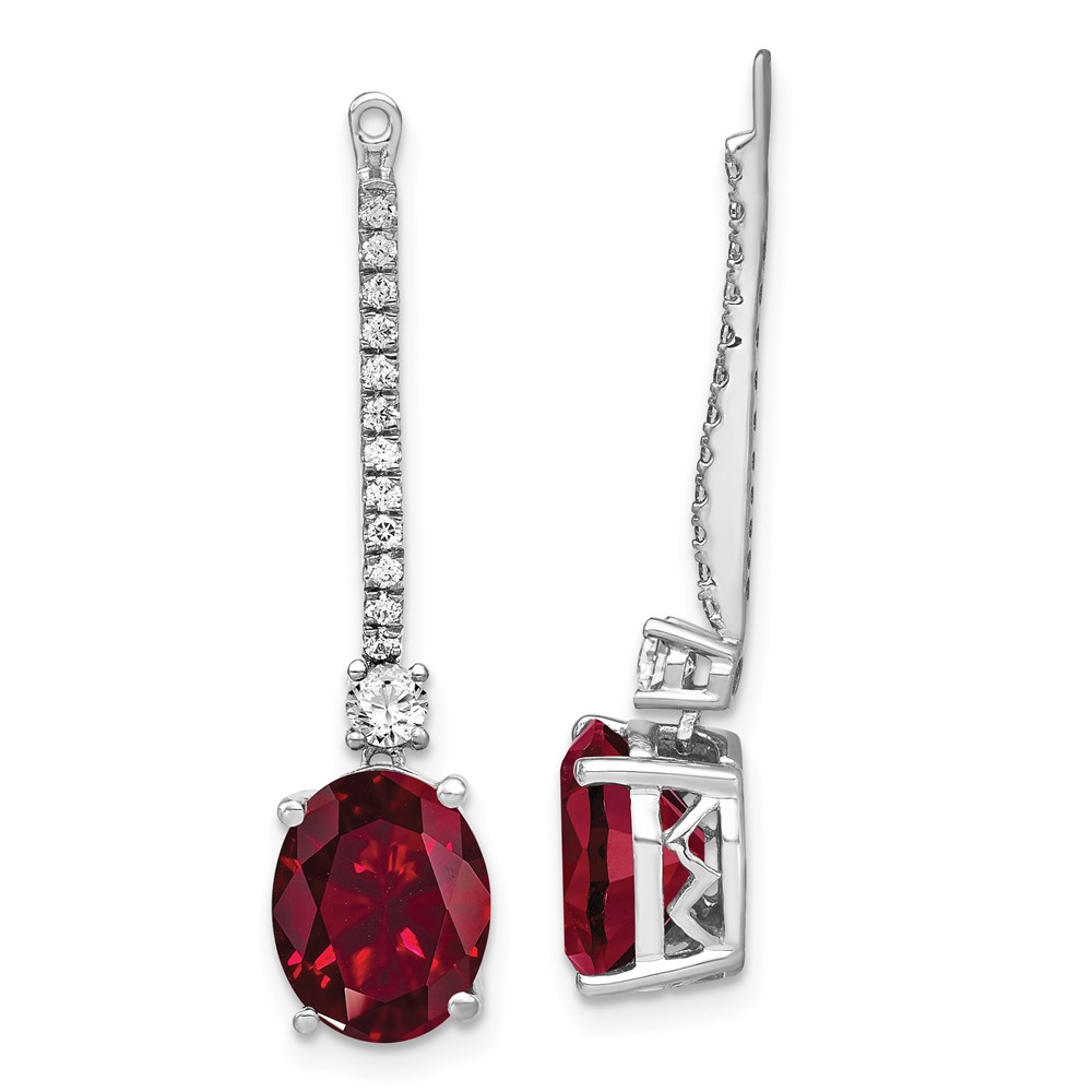 14kw Lab Grown Diamond & Created Ruby Earring Jackets