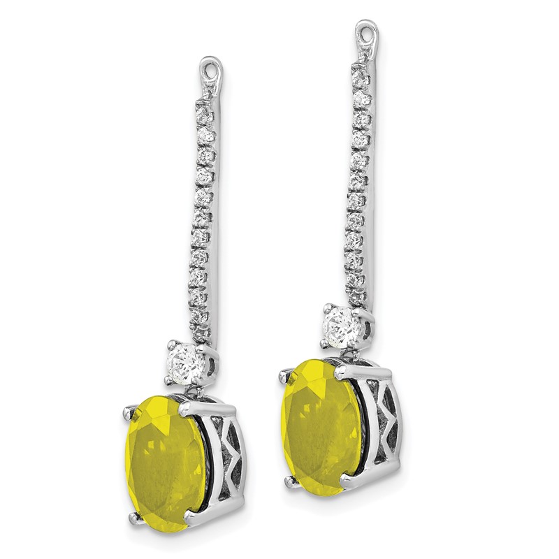 14K White Gold Lab Grown VS/SI+ G+ Dia & Created Yellow Sapphire Earring Ja