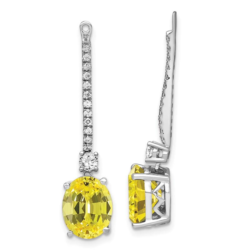 14K White Gold Lab Grown VS/SI+ G+ Dia & Created Yellow Sapphire Earring Ja