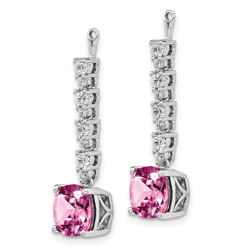 14K White Gold Lab Grown VS/SI+ G+ Dia & Created Pink Sapphire Earring Jack