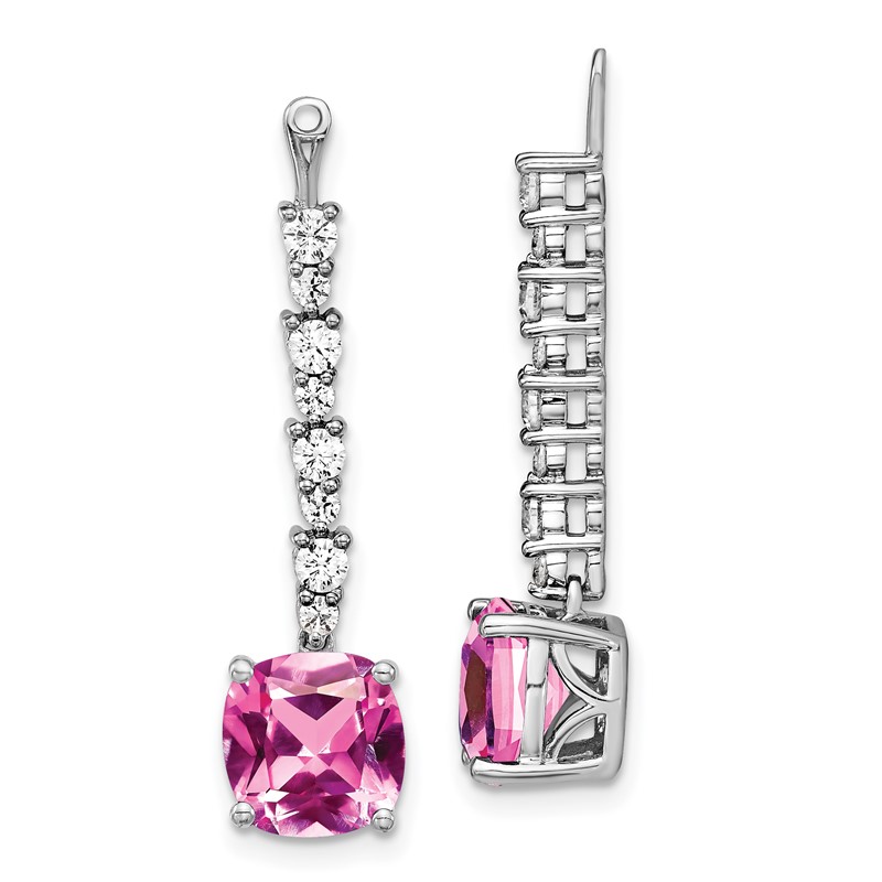 14K White Gold Lab Grown VS/SI+ G+ Dia & Created Pink Sapphire Earring Jack