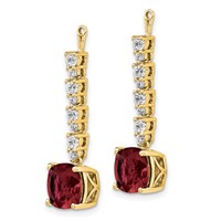 14K Yellow Gold 0.62 Carat Lab Grown Diamond VS SI+ G+ and Lab Created Ruby Earring Jackets view 2