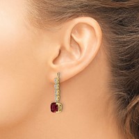 14K Yellow Gold 0.62 Carat Lab Grown Diamond VS SI+ G+ and Lab Created Ruby Earring Jackets view 3