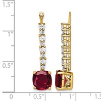 14K Yellow Gold 0.62 Carat Lab Grown Diamond VS SI+ G+ and Lab Created Ruby Earring Jackets view 4