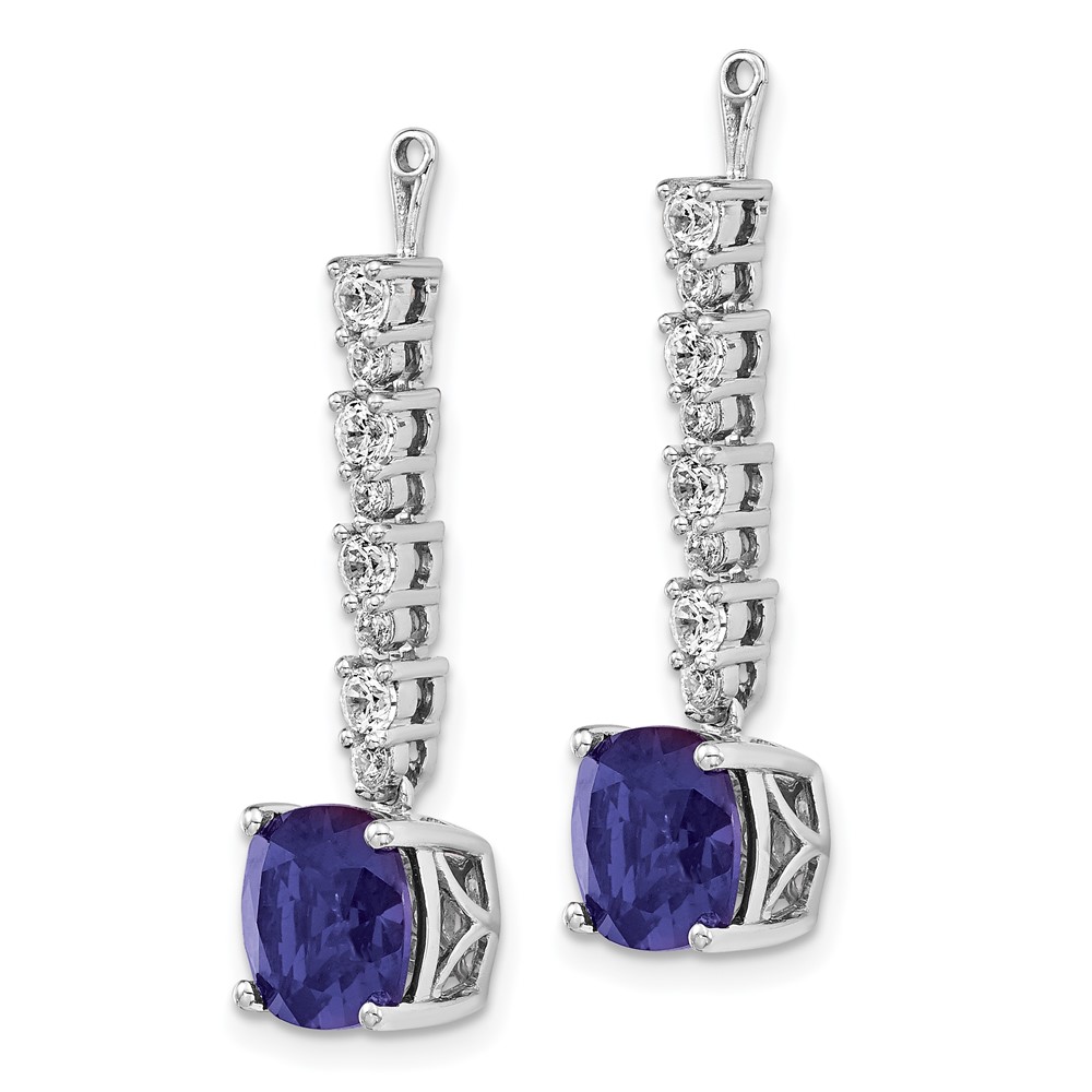 14k White Gold 5/8 carat Lab Grown Diamond VS/SI+ G+ and Lab Created Blue Sapphire Earring Jackets (EM7509-CSA-067-WLG)