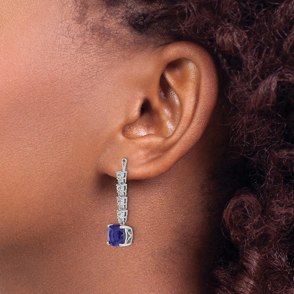 14k White Gold 5/8 carat Lab Grown Diamond VS/SI+ G+ and Lab Created Blue Sapphire Earring Jackets (EM7509-CSA-067-WLG)