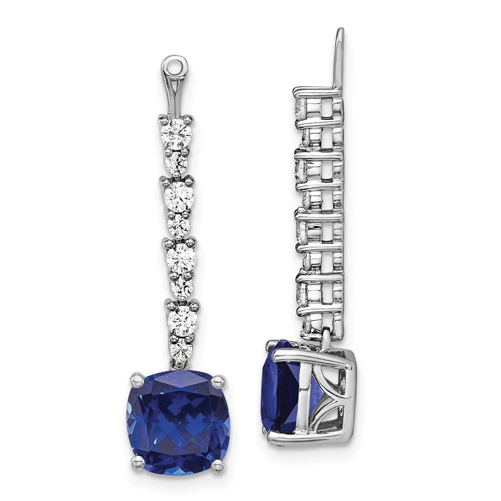 14kw Lab Grown Diamond & Created Blue Sapphire Earring Jackets