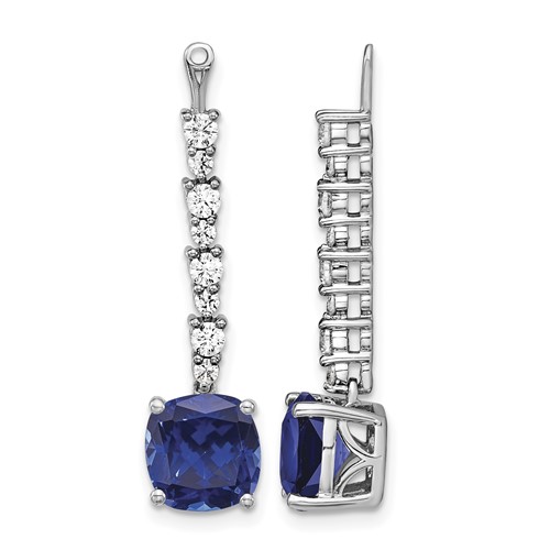 14K White Gold 0.62 Carat Lab Grown Diamond VS SI+ G+ and Lab Created Blue Sapphire Earring Jackets