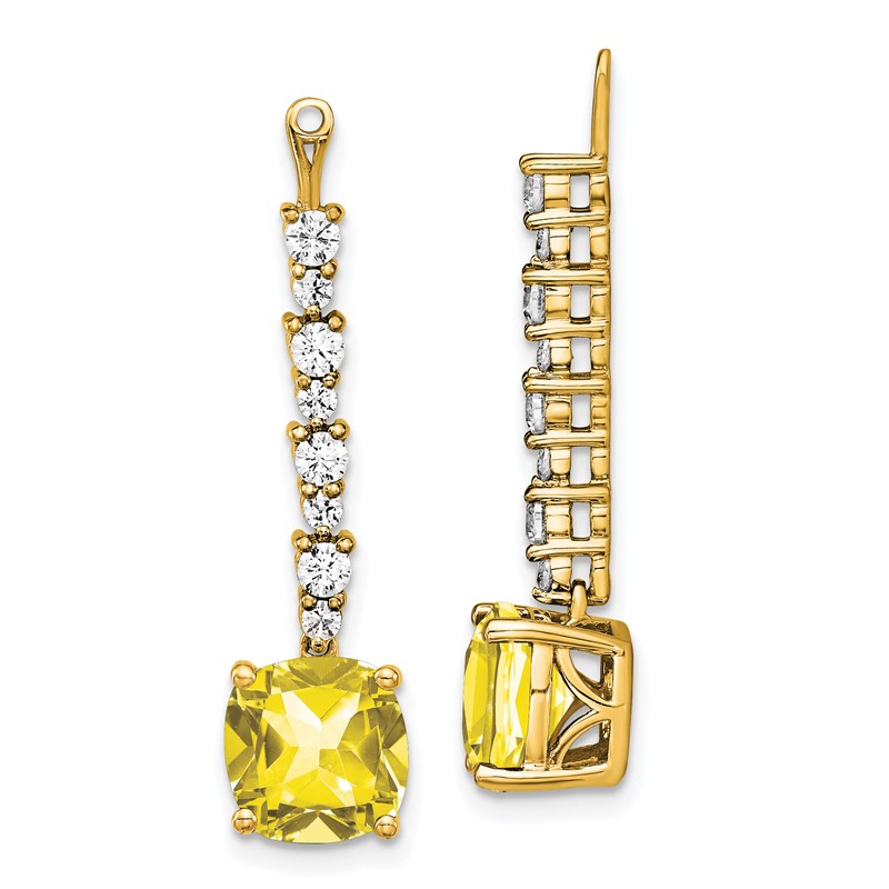 14K Lab Grown VS/SI+ G+ Dia & Created Yellow Sapphire Earring Jackets