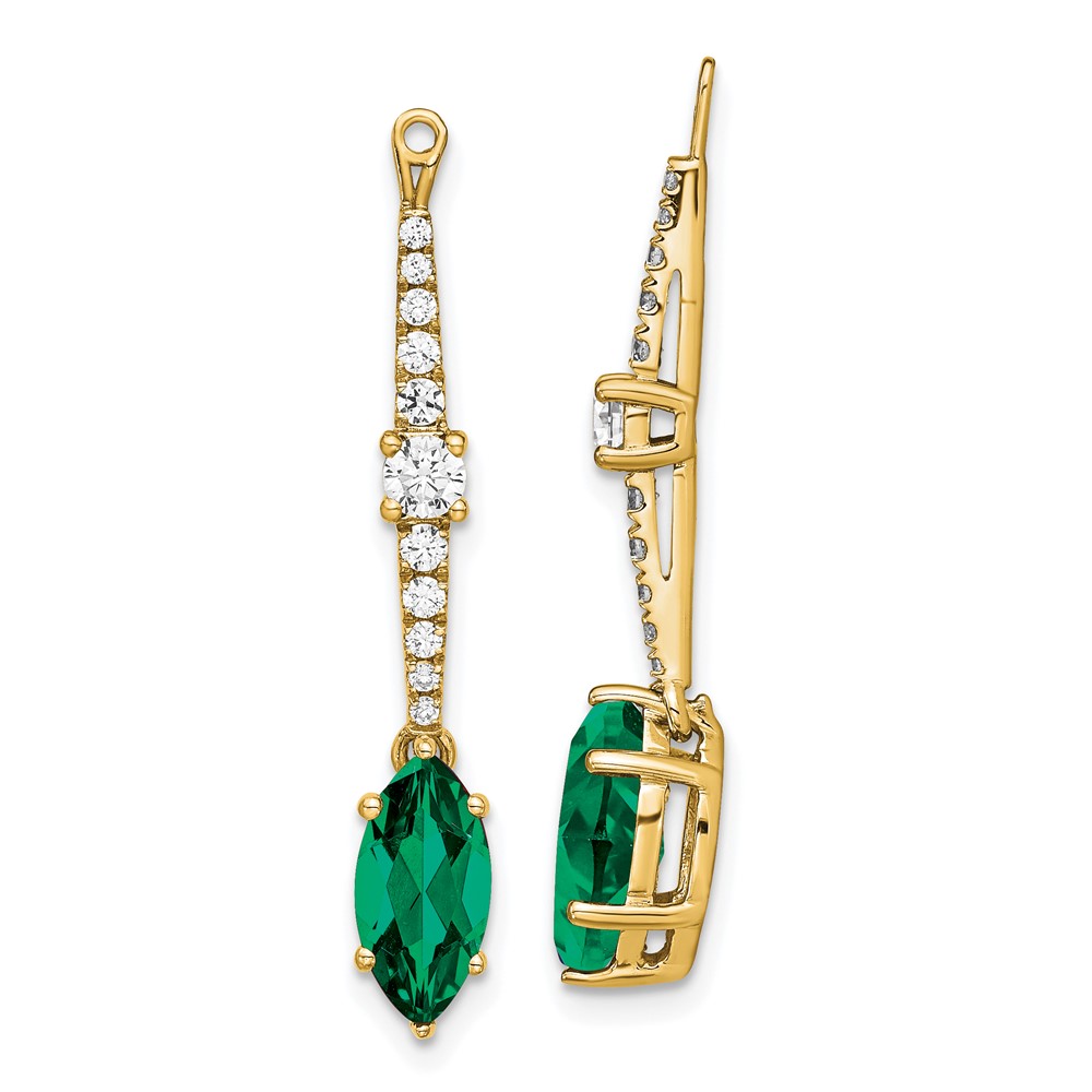 14k Lab Grown Diamond & Created Emerald Earring Jackets