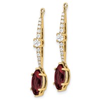 14K Yellow Gold 0.50 Carat Lab Grown Diamond VS SI+ G+ and Lab Created Ruby Earring Jackets view 2