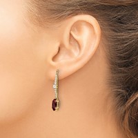 14K Yellow Gold 0.50 Carat Lab Grown Diamond VS SI+ G+ and Lab Created Ruby Earring Jackets view 3