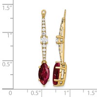 14K Yellow Gold 0.50 Carat Lab Grown Diamond VS SI+ G+ and Lab Created Ruby Earring Jackets view 4