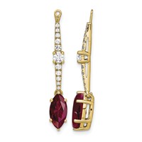 14K Yellow Gold 0.50 Carat Lab Grown Diamond VS SI+ G+ and Lab Created Ruby Earring Jackets view 1