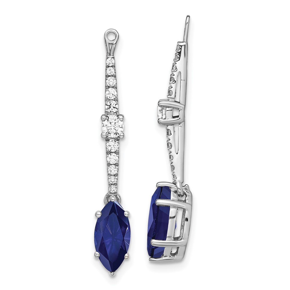 14kw Lab Grown Diamond & Created Blue Sapphire Earring Enhancers
