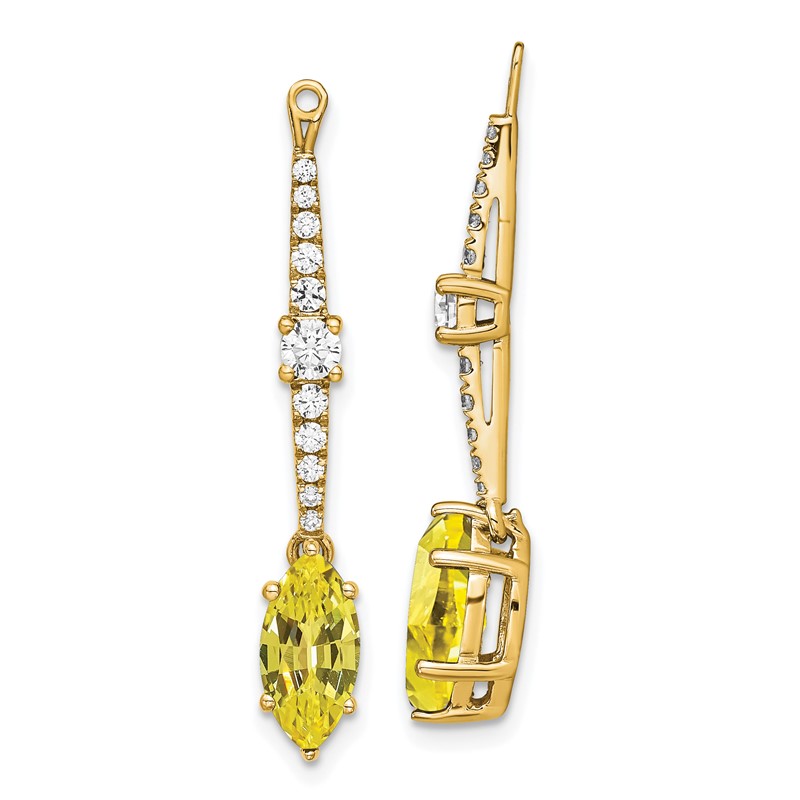 14K Lab Grown VS/SI+ G+ Dia & Created Yellow Sapphire Earring Jackets