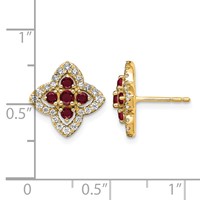 14K Yellow Gold 0.33 Carat Lab Grown Diamond VS SI+ G+ and Created Ruby Complete Fashion Post Earrings view 4