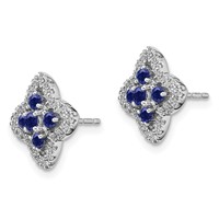 14K White Gold 0.33 Carat Lab Grown Diamond VS SI+ G+ and Created Sapphire Complete Fashion Post Earrings view 2