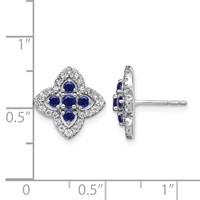 14K White Gold 0.33 Carat Lab Grown Diamond VS SI+ G+ and Created Sapphire Complete Fashion Post Earrings view 4