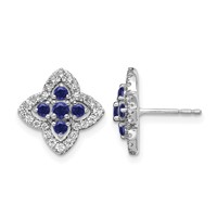 14K White Gold 0.33 Carat Lab Grown Diamond VS SI+ G+ and Created Sapphire Complete Fashion Post Earrings view 1