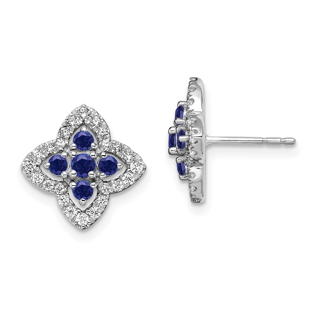 14kw Lab Created Diamonds Blue Sapphire Earrings