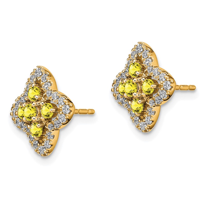 14K Lab Grown VS/SI+ G+ Dia & Created Yellow Sapphire Earrings