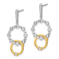 14K Two-tone 0.38 Carat Lab Grown Diamond VS SI+ G+ Fancy Circle Drop Post Dangle Earrings view 2