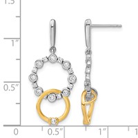 14K Two-tone 0.38 Carat Lab Grown Diamond VS SI+ G+ Fancy Circle Drop Post Dangle Earrings view 5