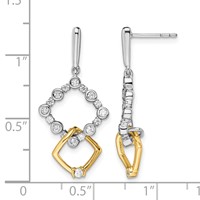 14K Two-tone 0.38 Carat Lab Grown Diamond VS SI+ G+ Fancy Square Drop Post Dangle Earrings view 4