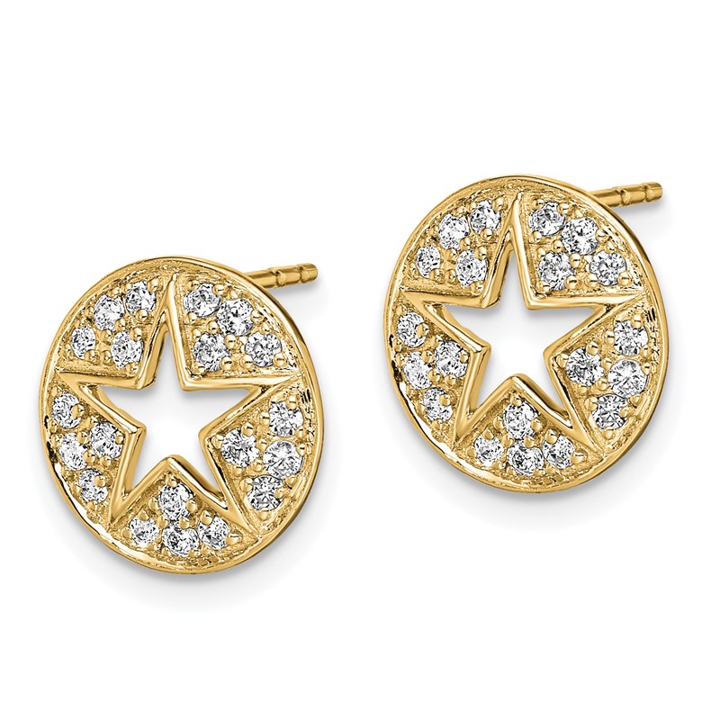 14K Lab Grown Diamond VS/SI+ G+ Circle Star Post Earrings