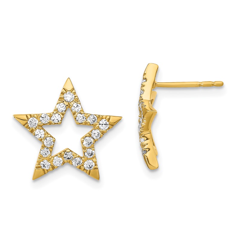 14K Lab Grown Diamond VS/SI+ G+ Star Post Earrings