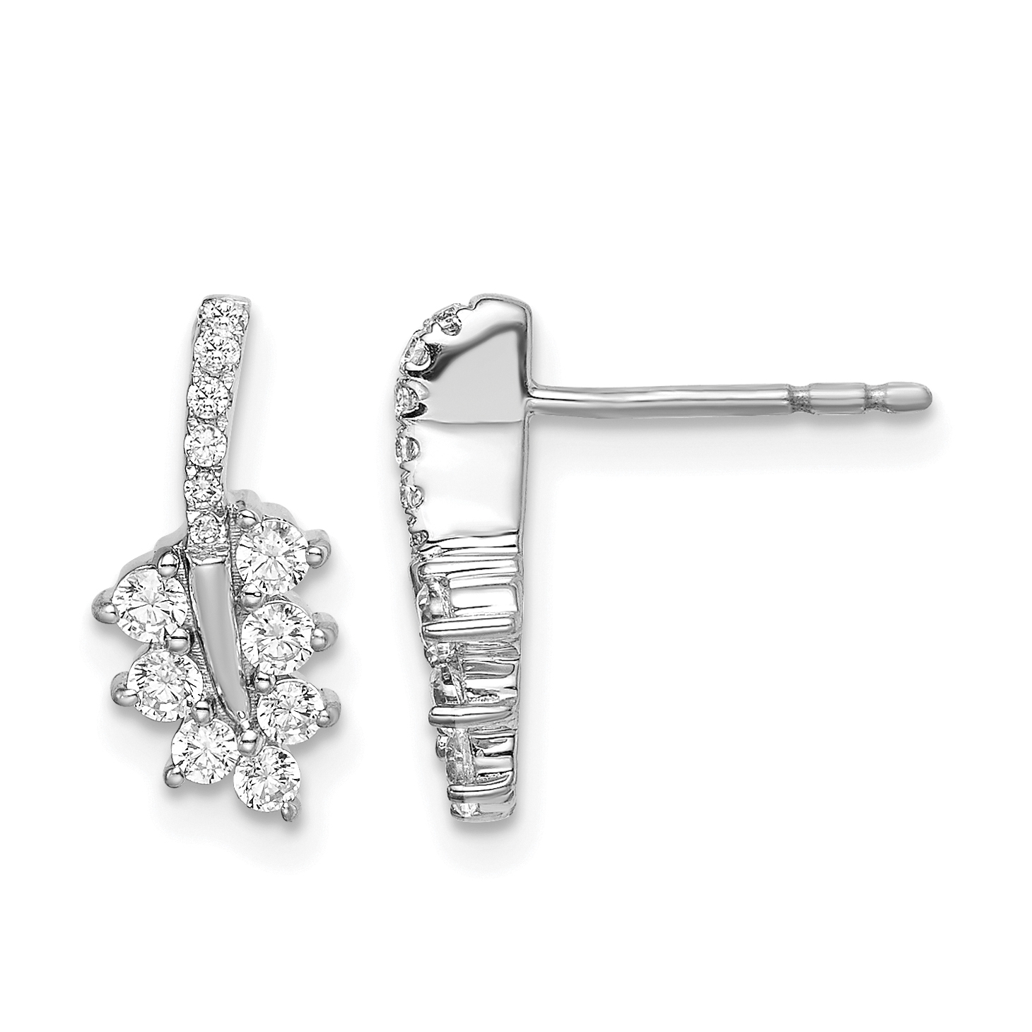14k White Gold 3/8 carat Lab Grown Diamond VS/SI+ G+ Complete Leaf Post Earrings (EM7928-038-WLG)