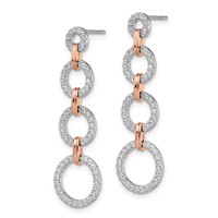 14K Two-Tone Rose and White Gold 0.62 Carat Lab Grown Diamond VS SI+ G+ Circle Post Dangle Earrings view 2