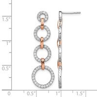 14K Two-Tone Rose and White Gold 0.62 Carat Lab Grown Diamond VS SI+ G+ Circle Post Dangle Earrings view 4