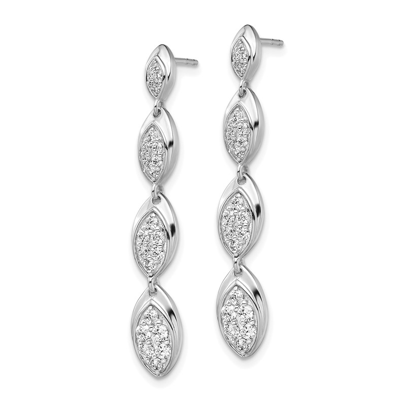 14k White Gold 7/8 carat Lab Grown Diamond VS/SI+ G+ Pave Drop Post Earrings