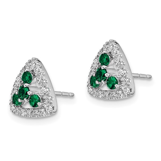 Diamond & Gemstone Triangle Post Earrings