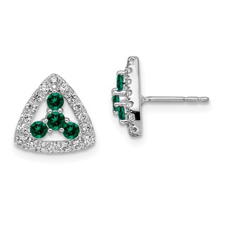 Diamond & Gemstone Triangle Post Earrings