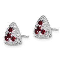 14K White Gold 0.38 Carat Lab Grown Diamond VS SI+ G+ and Created Ruby Complete Triangle Post Earrings view 2
