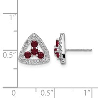 14K White Gold 0.38 Carat Lab Grown Diamond VS SI+ G+ and Created Ruby Complete Triangle Post Earrings view 4
