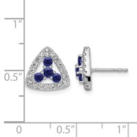 14K White Gold 0.38 Carat Lab Grown Diamond VS SI+ G+ and Created Sapphire Complete Triangle Post Earrings view 4