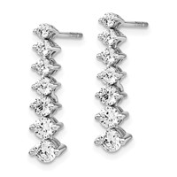 14K White Gold 1.50 Carat Lab Grown Diamond VS SI+ G+ Complete Graduating Drop Post Earrings view 2