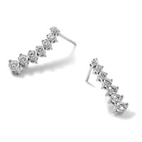 14K White Gold 1.50 Carat Lab Grown Diamond VS SI+ G+ Complete Graduating Drop Post Earrings view 4