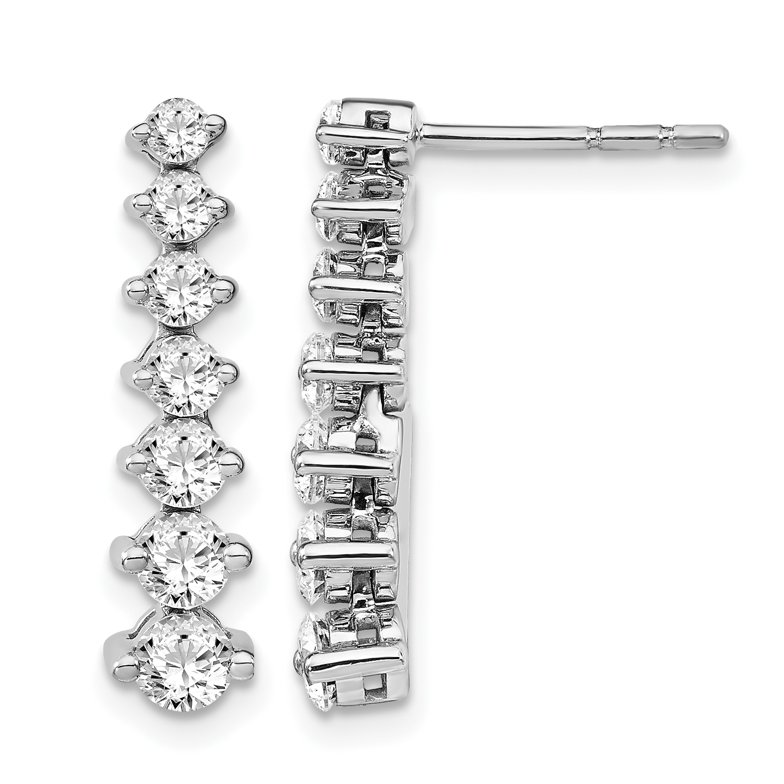 14k White Gold 1 1/2 carat Lab Grown Diamond VS/SI+ G+ Complete Graduating Drop Post Earrings (EM7946-150-WLG)