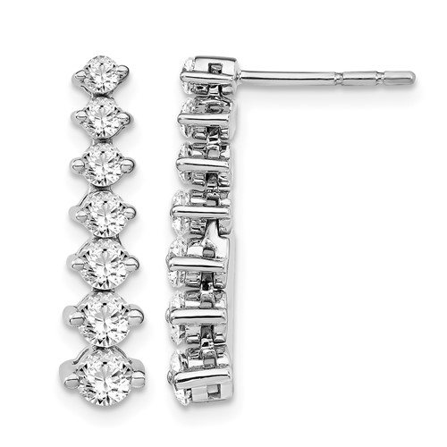 14K White Gold 1.50 Carat Lab Grown Diamond VS SI+ G+ Complete Graduating Drop Post Earrings