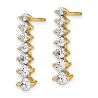 14K Yellow Gold 1.50 Carat Lab Grown Diamond VS SI+ G+ Complete Graduating Drop Post Earrings view 2