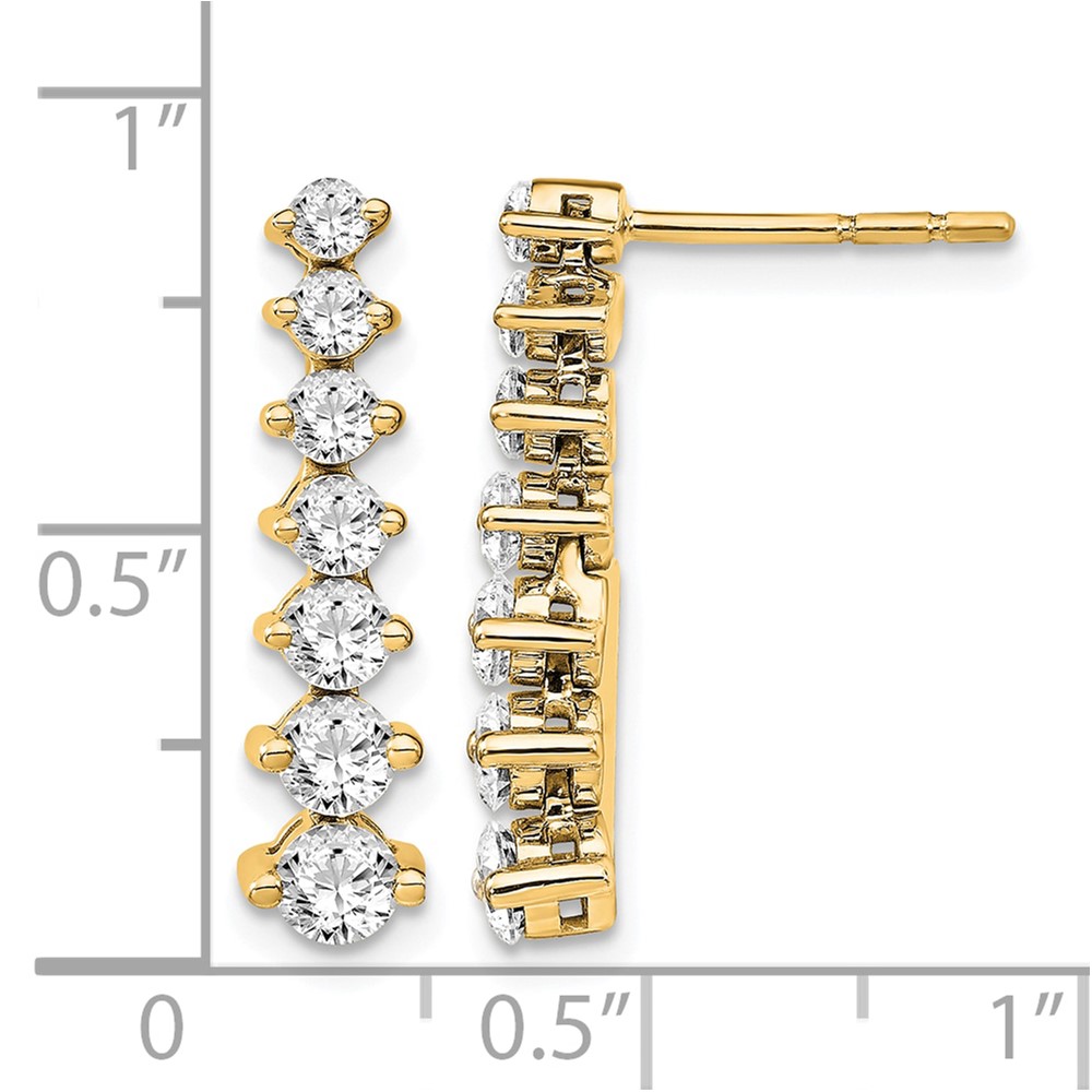 14k 1 1/2 carat Lab Grown Diamond VS/SI+ G+ Complete Graduating Drop Post Earrings (EM7946-150-YLG)