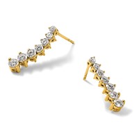 14K Yellow Gold 1.50 Carat Lab Grown Diamond VS SI+ G+ Complete Graduating Drop Post Earrings view 5