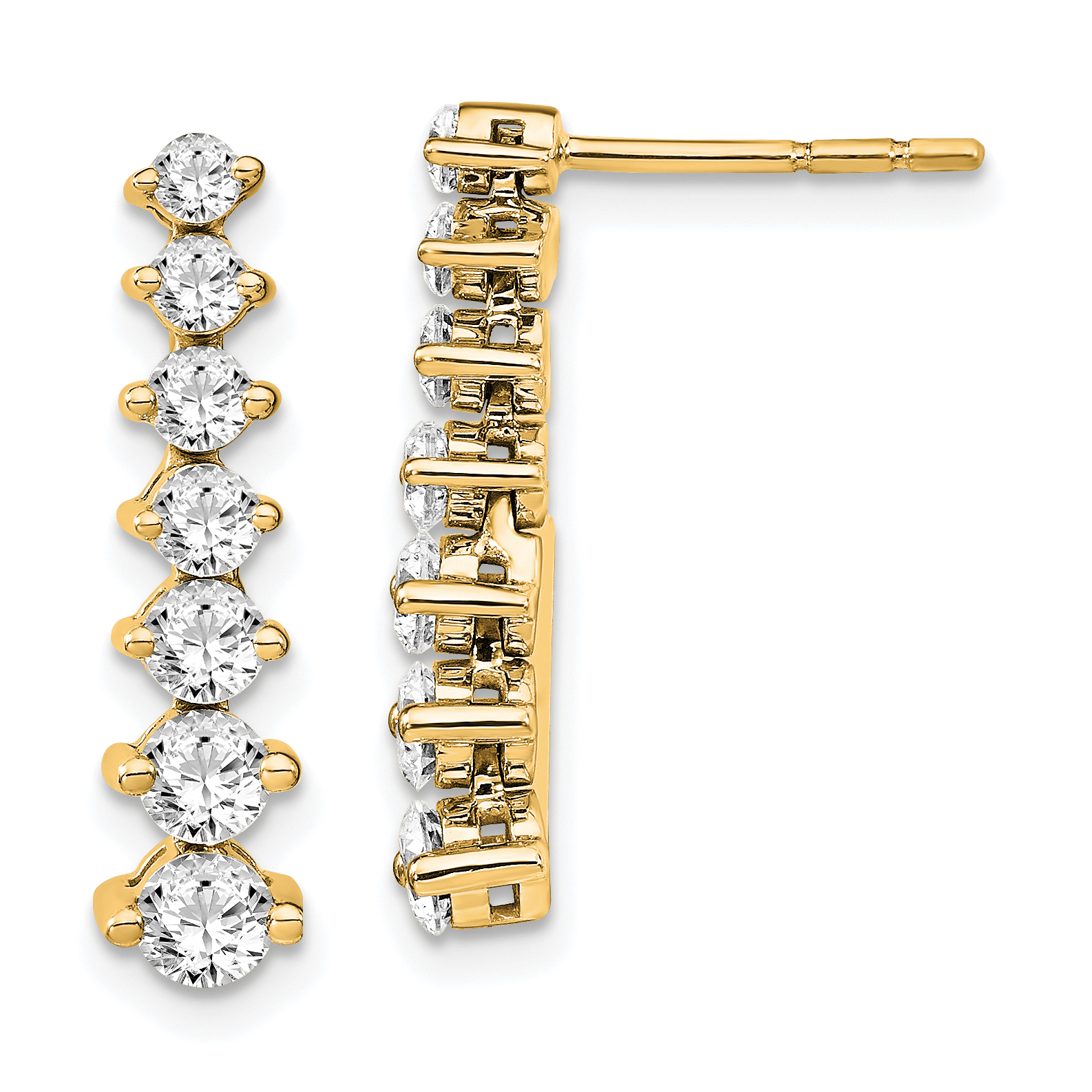 14k 1 1/2 carat Lab Grown Diamond VS/SI+ G+ Complete Graduating Drop Post Earrings (EM7946-150-YLG)