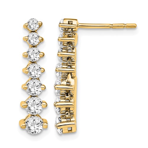 14K Yellow Gold 1.50 Carat Lab Grown Diamond VS SI+ G+ Complete Graduating Drop Post Earrings